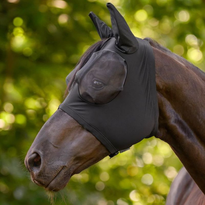Masque anti-mouche cheval Puck lycra Waldhausen noir - Le Paturon