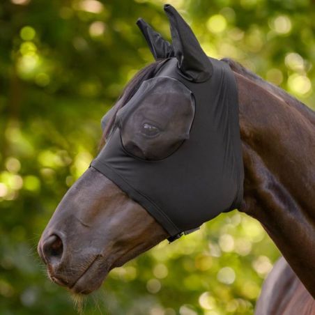Masque anti-mouche cheval Puck lycra Waldhausen noir - Le Paturon