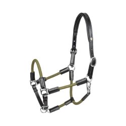Licol cheval Waldhausen cuir corde Nevada noir vert - Le Paturon
