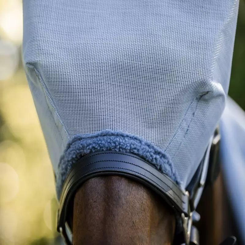 Masque anti mouche cheval anti UV Amigo Horseware bleu chiné bleu silver