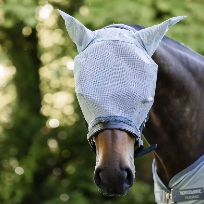 Masque anti mouche cheval anti UV Amigo Horseware bleu chiné bleu silver