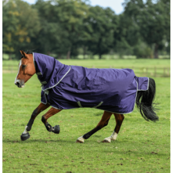 Couverture imperméable cheval Atlantic 200g 1680d Bucas avec couvre-cou marine gris