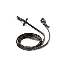 Rênes cheval cuir sangle avec arrêtoirs HFI noir