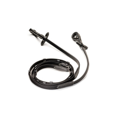 Rênes cheval cuir sangle avec arrêtoirs HFI noir
