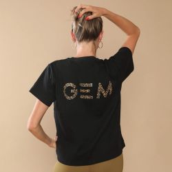 T-shirt équitation femme Eclair GEM noir logo léopard