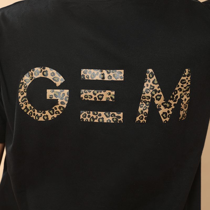 T-shirt équitation femme Eclair GEM noir logo léopard