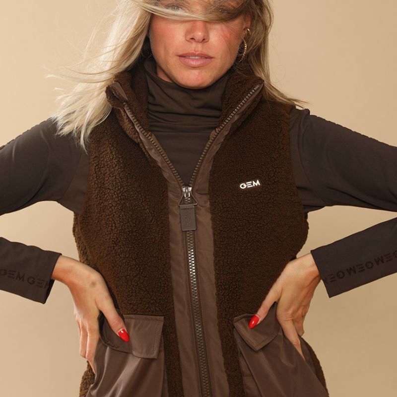 Gilet équitation femme sans manches Charlie GEM chocolat