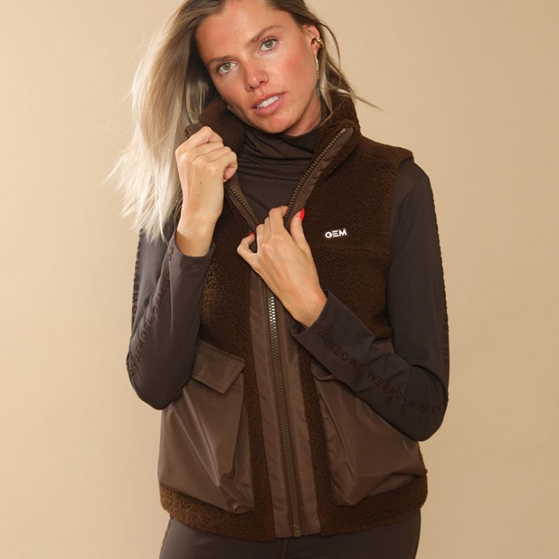 Gilet équitation femme sans manches Charlie GEM chocolat