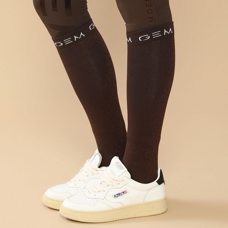 Chaussettes équitation paillettes Jelly GEM brownie