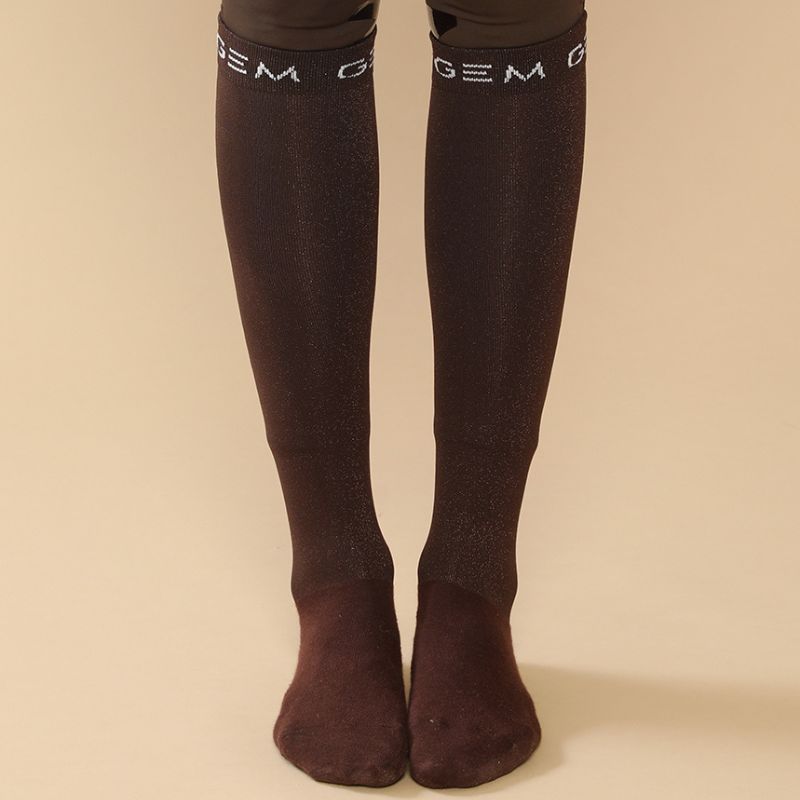 Chaussettes équitation paillettes Jelly GEM brownie