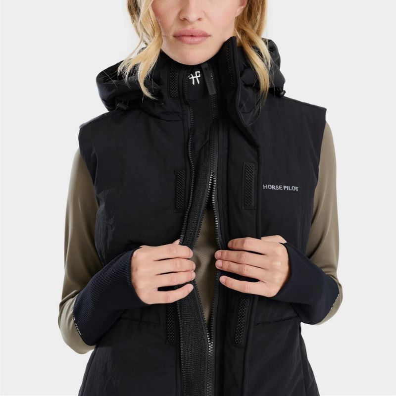 Doudoune équitation femme sans manches Frost Horse Pilot noir