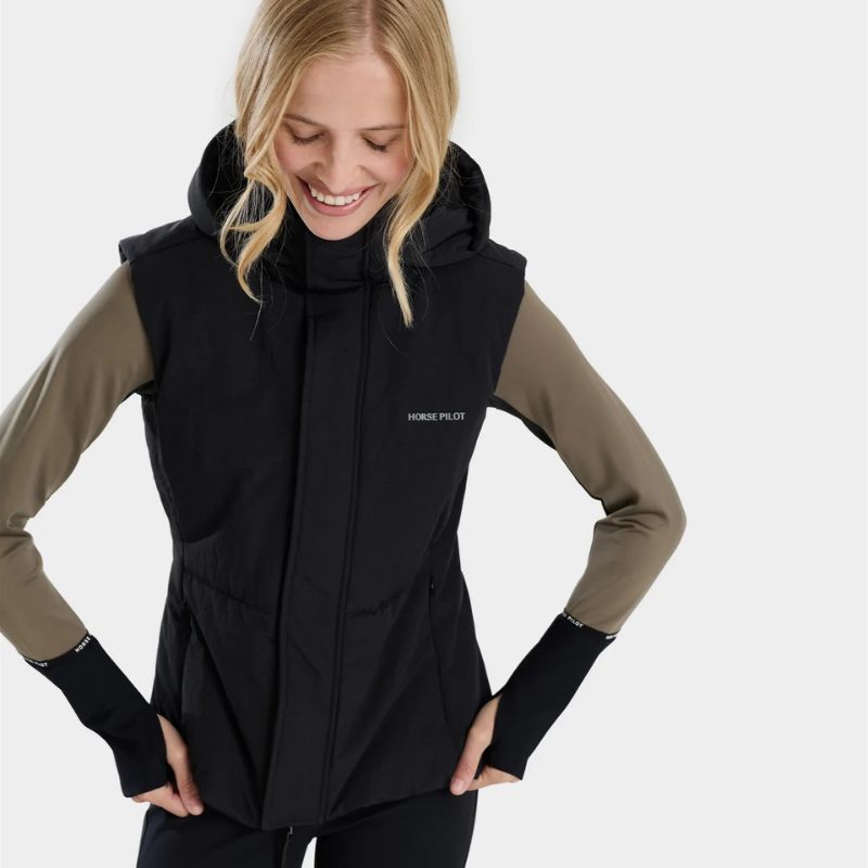 Doudoune équitation femme sans manches Frost Horse Pilot noir
