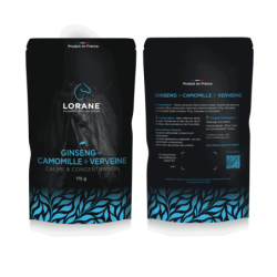 Calme et concentration ginseng + camomille + verveine Lorane stress cheval 175g