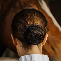 Résille équitation filet cheveux floral lot de 2 noir