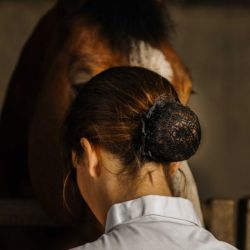 Résille équitation filet cheveux floral lot de 2 noir