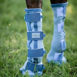 Guêtres anti-mouche anti-UV cheval Fly Boot Horseware lot de 2 bleu chiné