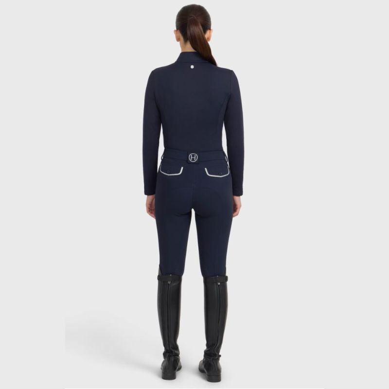 Polo équitation femme Claudia Harcour manches longues marine