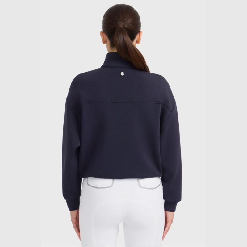 Sweat équitation femme Cassandre Harcour 1/2 zip marine