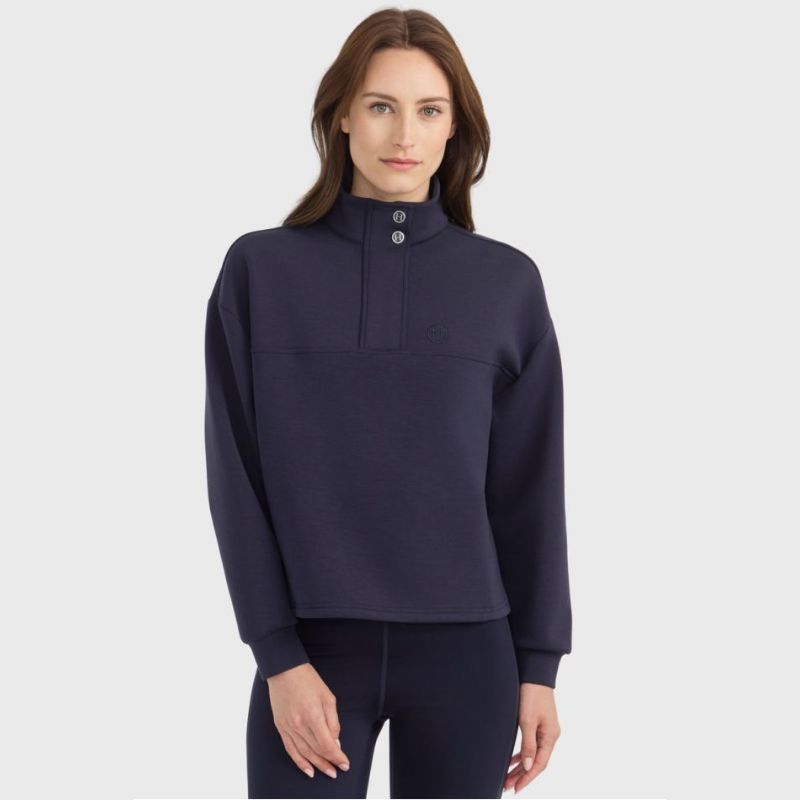 Sweat équitation femme Cassandre Harcour 1/2 zip marine