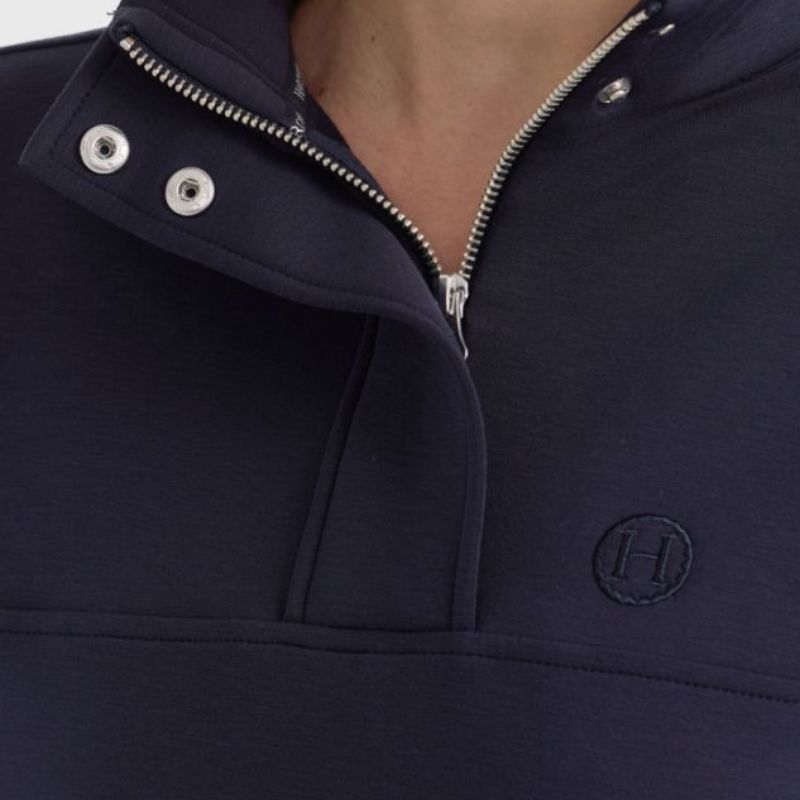 Sweat équitation femme Cassandre Harcour 1/2 zip marine