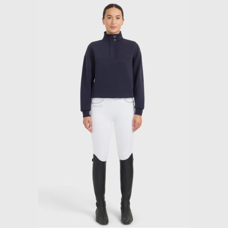 Sweat équitation femme Cassandre Harcour 1/2 zip marine