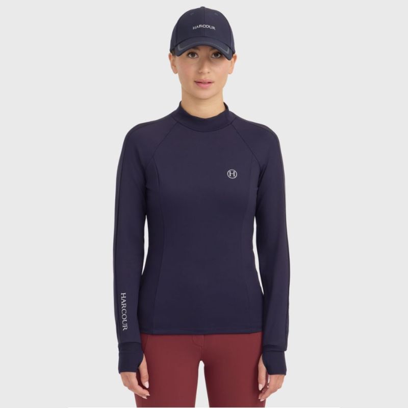 T-shirt technique équitation femme Calista Harcour marine