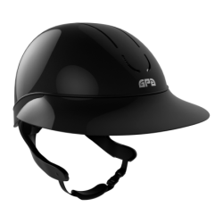 Casque équitation First Lady Global TLS noir brillant grande visière GPA bandeau noir