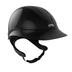 Casque équitation Global Speed Air TLS noir brillant petite visière GPA bandeau noir