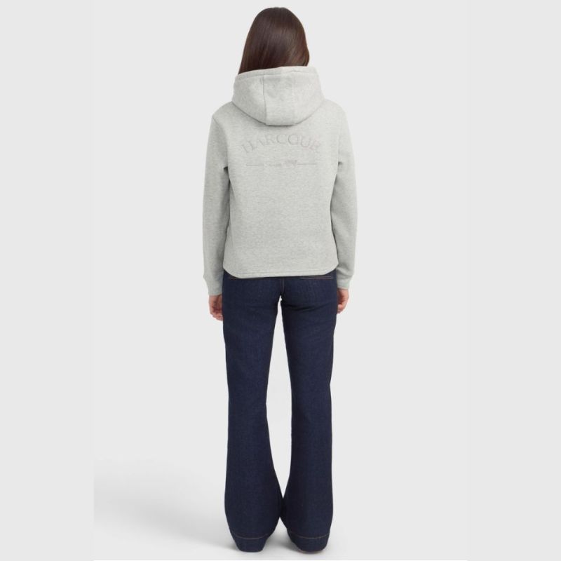 Sweat équitation femme à capuche Charlie Harcour gris chiné