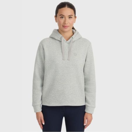 Sweat équitation femme à capuche Charlie Harcour gris chiné