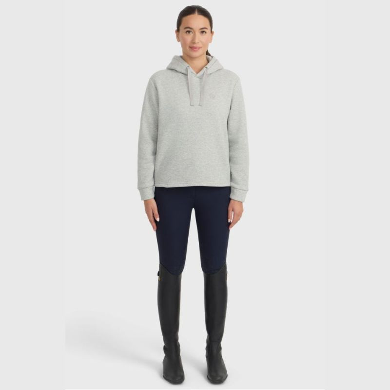 Sweat équitation femme à capuche Charlie Harcour gris chiné