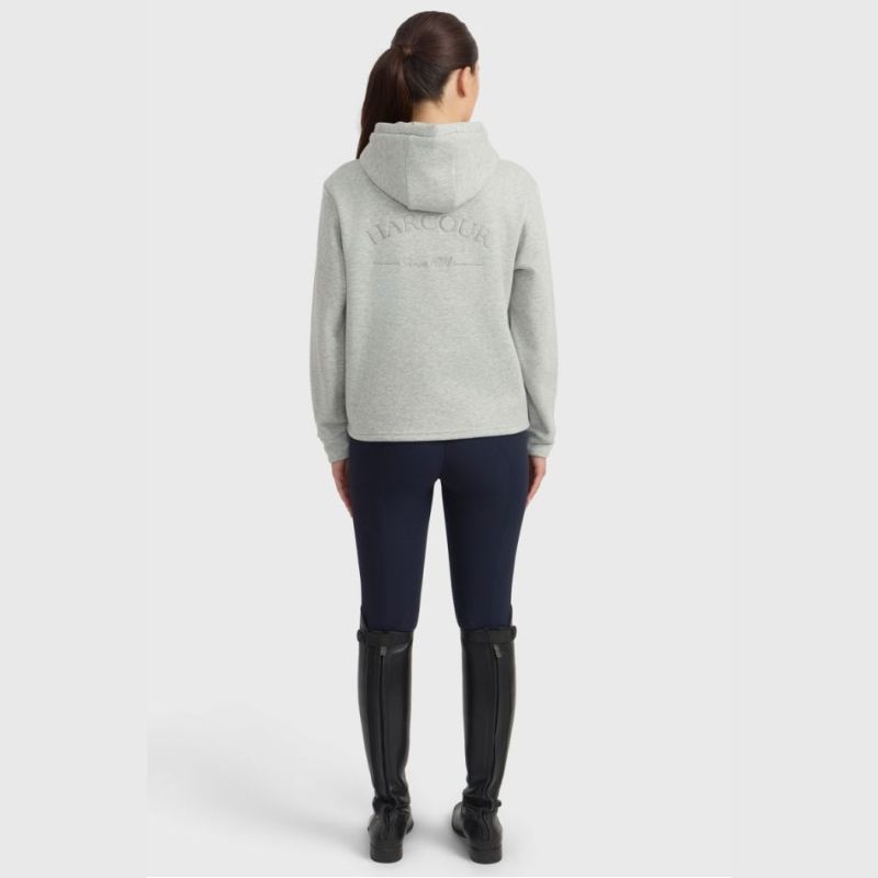 Sweat équitation femme à capuche Charlie Harcour gris chiné