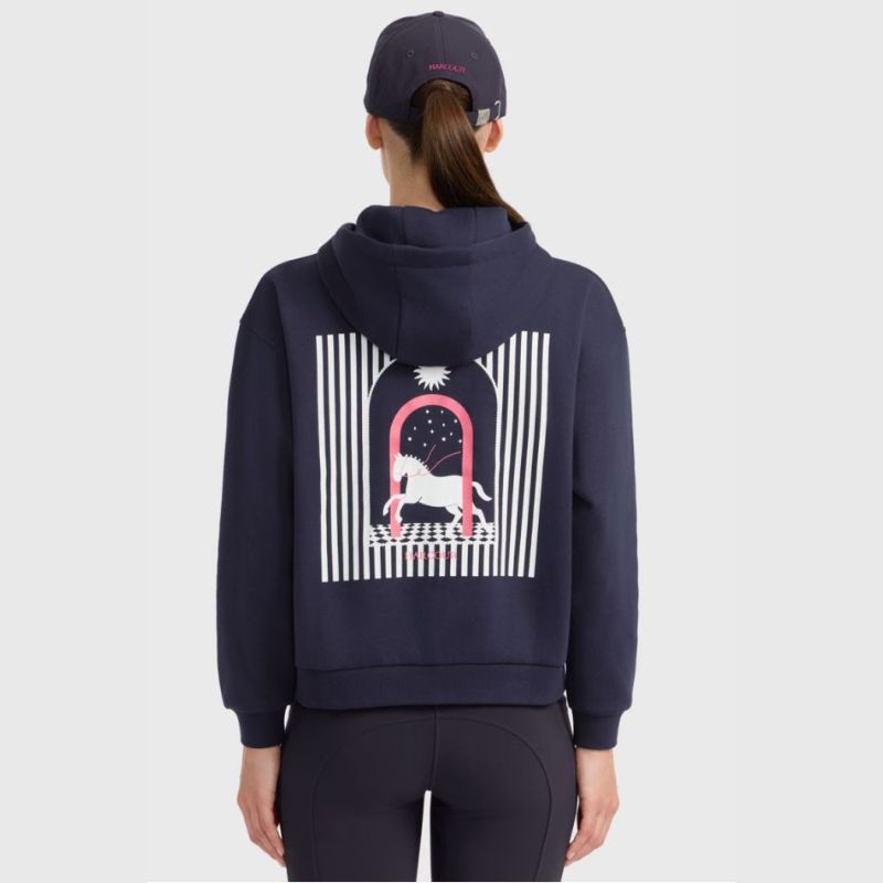 Sweat équitation femme Cœur Harcour marine