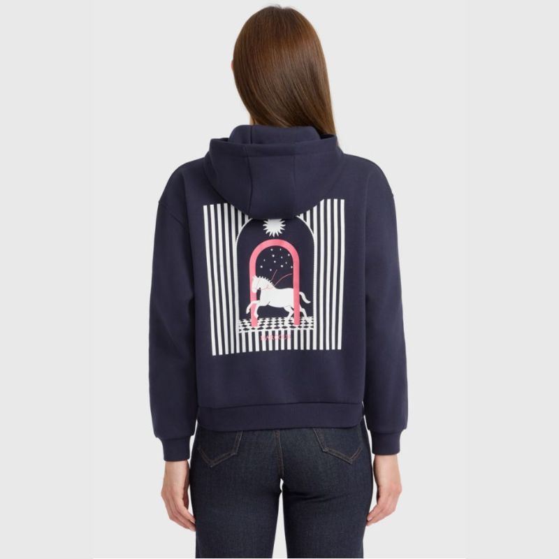 Sweat équitation femme Cœur Harcour marine
