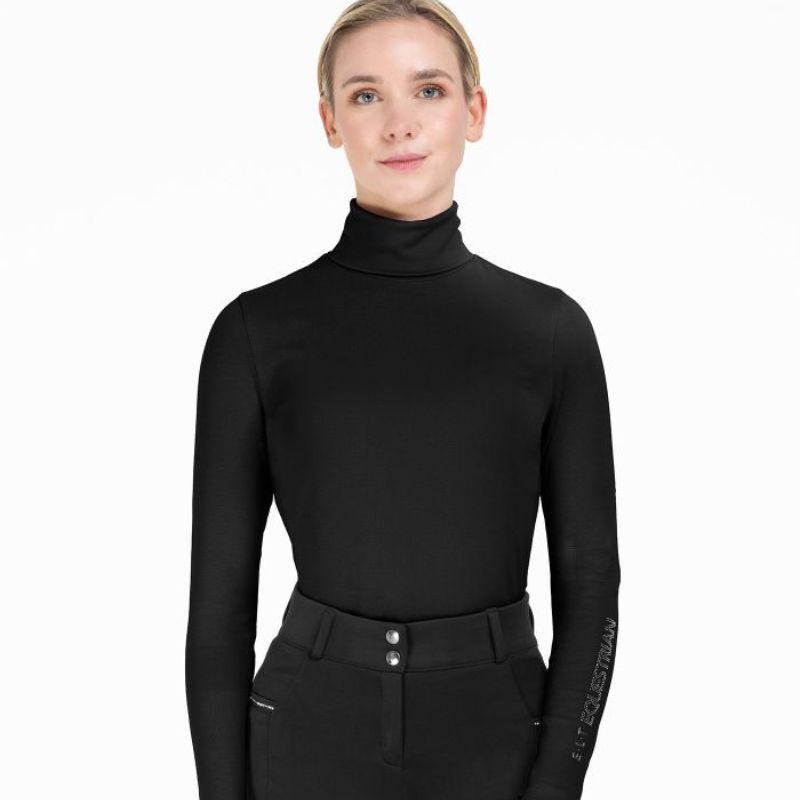 T-shirt équitation femme col roulé Trento ELT noir