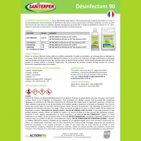 Saniterpan 90 Désinfectant Bactéricide Véricide Fongicide - 1 litre