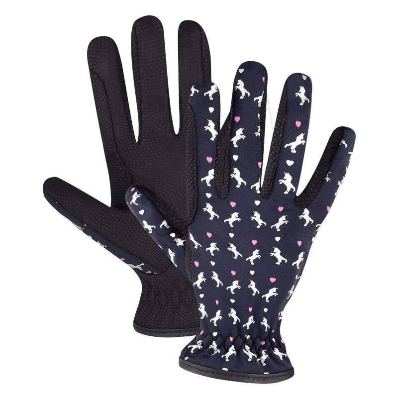 Gants équitation enfant Lucky Dora ELT bleu nuit - Le Paturon